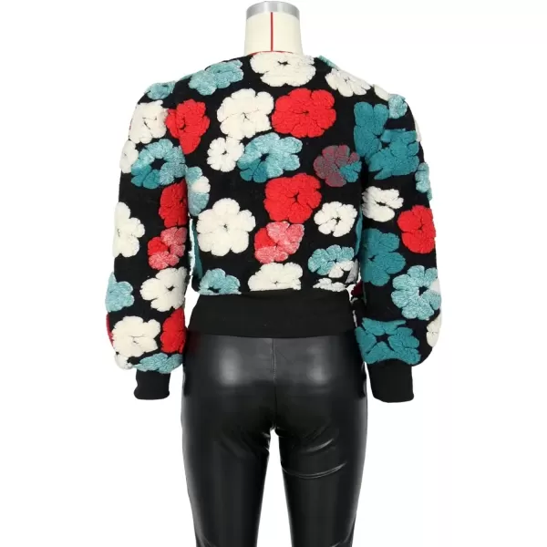 IyMoo Bomber Jackets for Women Long Sleeve Casual Fleece Button Down Cropped Baseball Jacket Clubwear S2XLA2 Blackblue