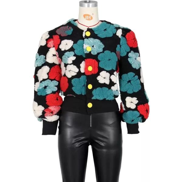 IyMoo Bomber Jackets for Women Long Sleeve Casual Fleece Button Down Cropped Baseball Jacket Clubwear S2XLA2 Blackblue