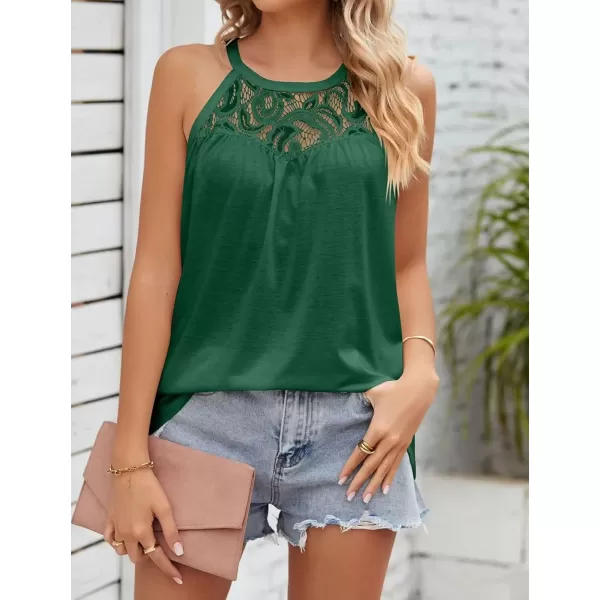 IyMoo Halter Tank Tops for Women Summer Spaghetti Strap Lace Sleeveless Tops ShirtsGreen