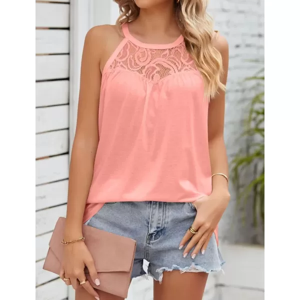 IyMoo Halter Tank Tops for Women Summer Spaghetti Strap Lace Sleeveless Tops ShirtsPink
