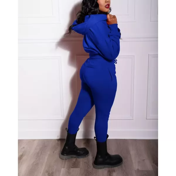 IyMoo Sweat Suits for Womens 2 Piece Casual Long Sleeve Zipper Hoodie Jacket Sweatpants Set with Pockets Clubwear S2XLA2 Blue