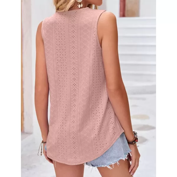 IyMoo Tank Tops for Women Loose Fit Lace Trim Summer Tops V Neck Sleeveless Tanks Trendy BlouseDusty Pink