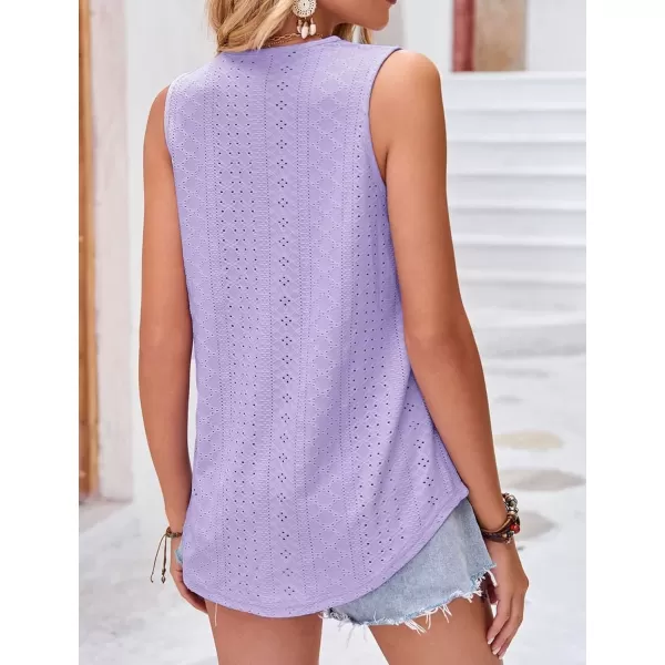 IyMoo Tank Tops for Women Loose Fit Lace Trim Summer Tops V Neck Sleeveless Tanks Trendy BlousePurple