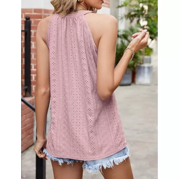 IyMoo Tank Tops for Women Loose Fit Racerback Summer Tops Halter Neck Sleeveless Tanks Trendy BlousePink