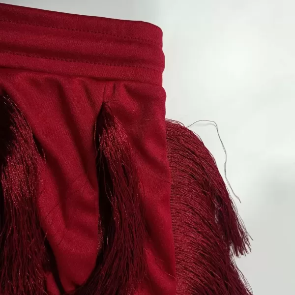 IyMoo Two Piece Outfits for Women Long Sleeve Sleeveless Tank Tops Fringe Tassel Shorts Long Pants Set Clubwear S3XLA3 Wine Red