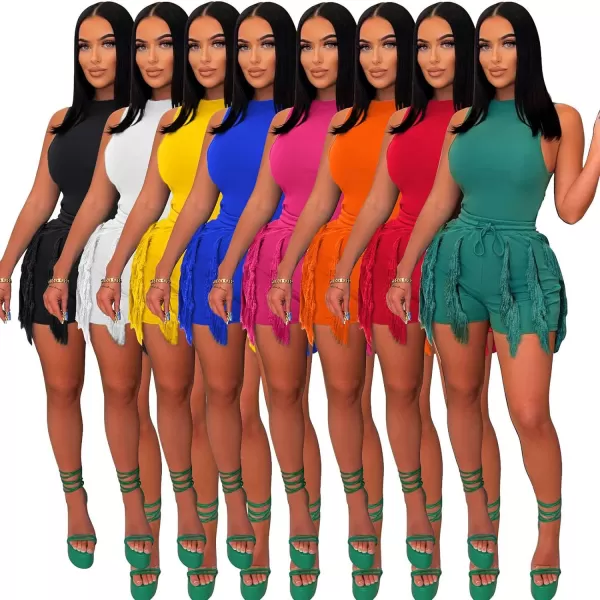 IyMoo Women 2 Piece Outfits Jumpsuit  Long Sleeve Crewneck Sweatshirt Fringe High Waisted Pants Sweatsuit SetShorts Fuchsia