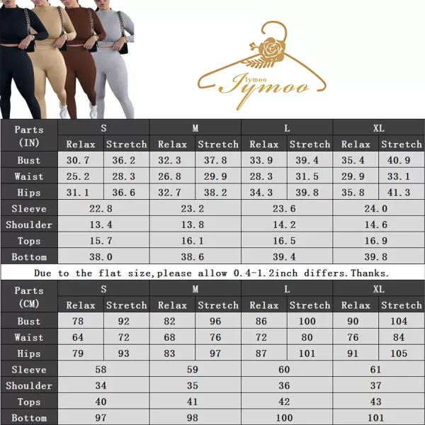IyMoo Women 2 Piece Outfits Sweatsuit Set  Long Sleeve Ribbed Crop Top  Skinny Long Pants Tracksuit Jogger SetBodycon Coffee