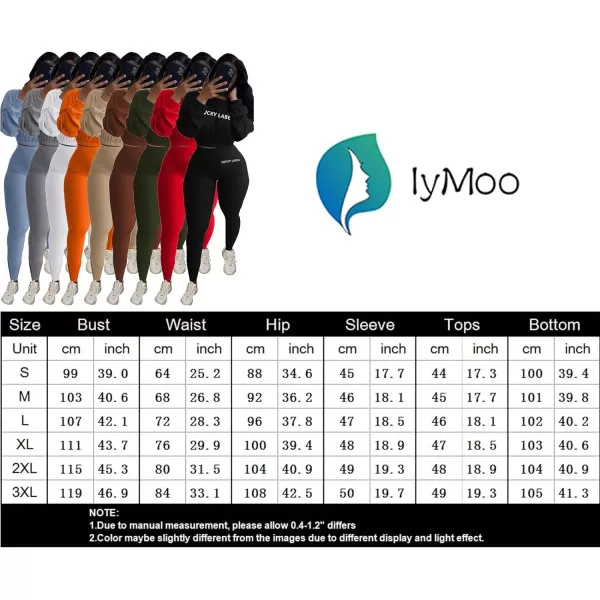 IyMoo Women 2 Piece Outfits Sweatsuit Set  Long Sleeve Ribbed Crop Top  Skinny Long Pants Tracksuit Jogger SetFuchsia Letter