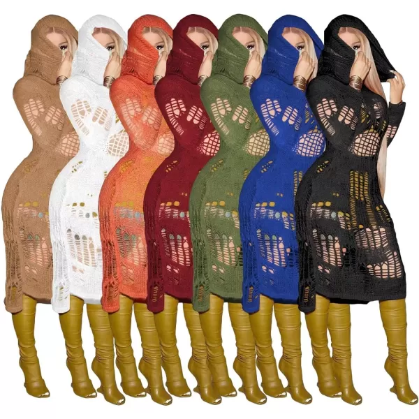 IyMoo Women Casual Knitted Hoodie Dresses Long Sleeve Hollow Out Tunic Crochet Bodycon Midi Dress Clubwear S2XLIyMoo Women Casual Knitted Hoodie Dresses Long Sleeve Hollow Out Tunic Crochet Bodycon Midi Dress Clubwear S2XL