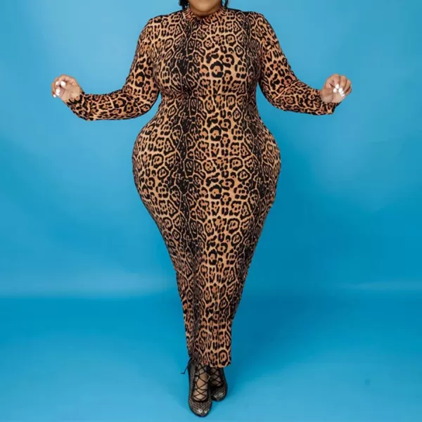 IyMoo Women Dress  V NeckMock Neck Reversible Belted Zip Bodycon Dress Club401 Leopard