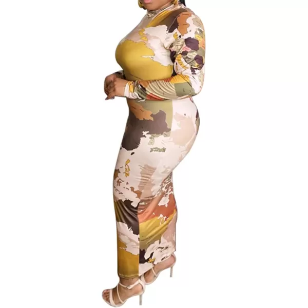 IyMoo Women Dress  V NeckMock Neck Reversible Belted Zip Bodycon Dress Club401 Multicolored