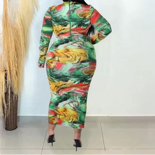 IyMoo Women Dress  V NeckMock Neck Reversible Belted Zip Bodycon Dress Club684 Green