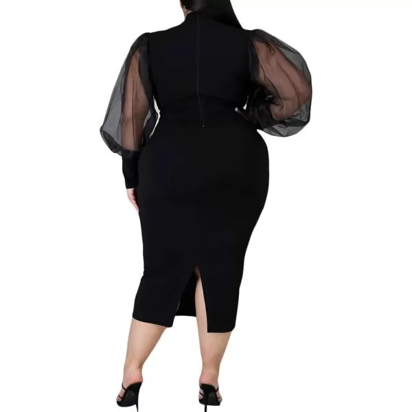 IyMoo Women Sexy Plus Size Dress  Club Outfits Floral Print V Neck Long Sleeve Tie Dye Party Bodycon DressSolid Black