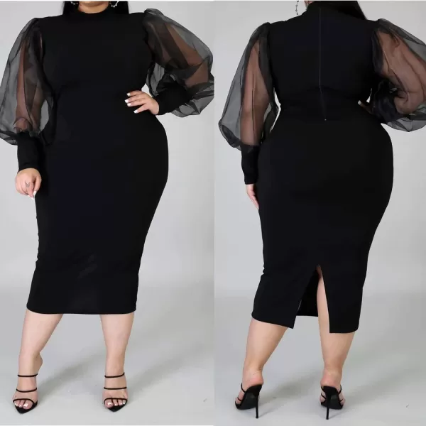 IyMoo Women Sexy Plus Size Dress  Club Outfits Floral Print V Neck Long Sleeve Tie Dye Party Bodycon DressSolid Black