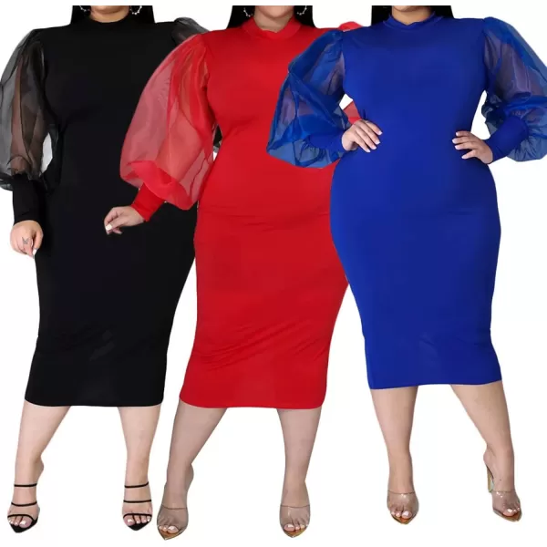 IyMoo Women Sexy Plus Size Dress  Club Outfits Floral Print V Neck Long Sleeve Tie Dye Party Bodycon DressSolid Blue