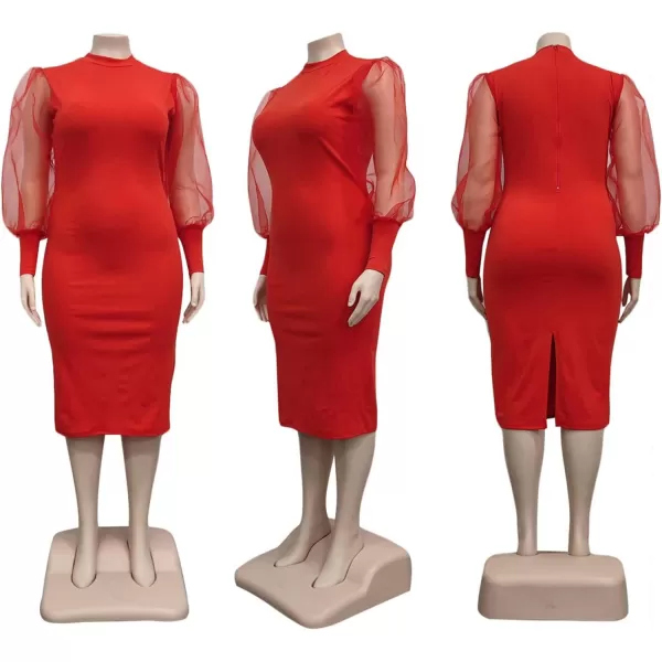 IyMoo Women Sexy Plus Size Dress  Club Outfits Floral Print V Neck Long Sleeve Tie Dye Party Bodycon DressSolid Red