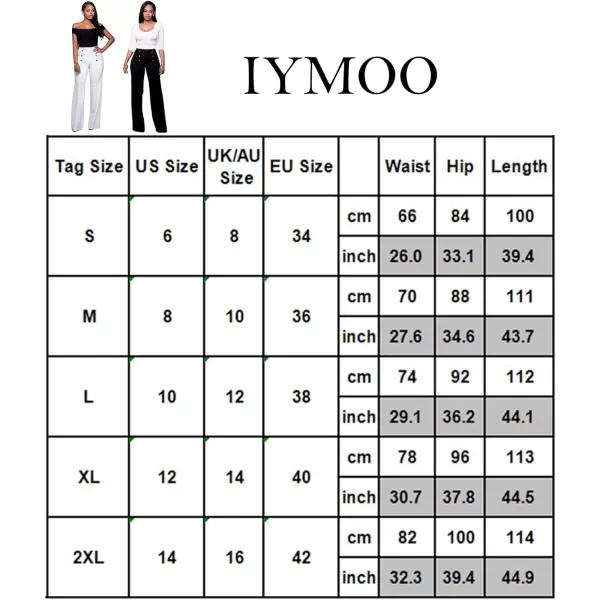 IyMoo Women Stretchy Wide Leg Pants Slacks Casual Back Zipper High Waisted Straight Dress Long Pants WorkBlack Buttons