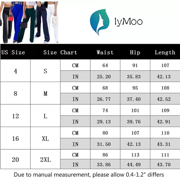 IyMoo Women Stretchy Wide Leg Pants Slacks Casual Back Zipper High Waisted Straight Dress Long Pants WorkBootcut Dark Green