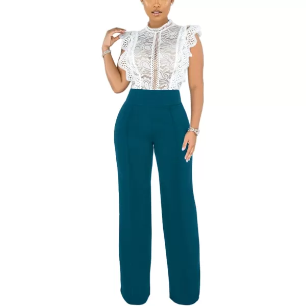 IyMoo Women Stretchy Wide Leg Pants Slacks Casual Back Zipper High Waisted Straight Dress Long Pants WorkDark Green