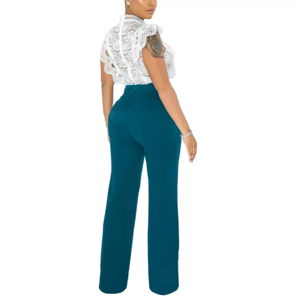 IyMoo Women Stretchy Wide Leg Pants Slacks Casual Back Zipper High Waisted Straight Dress Long Pants WorkDark Green