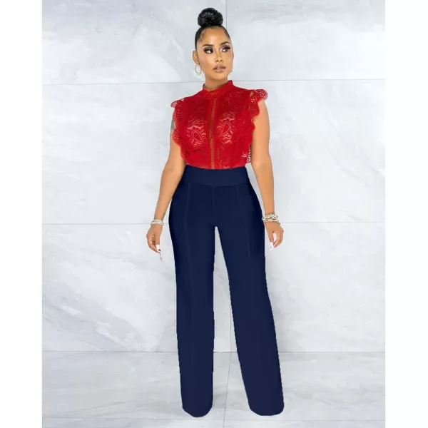 IyMoo Women Stretchy Wide Leg Pants Slacks Casual Back Zipper High Waisted Straight Dress Long Pants WorkFuchsia