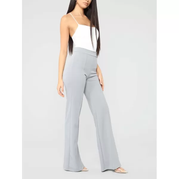 IyMoo Women Stretchy Wide Leg Pants Slacks Casual Back Zipper High Waisted Straight Dress Long Pants WorkGray