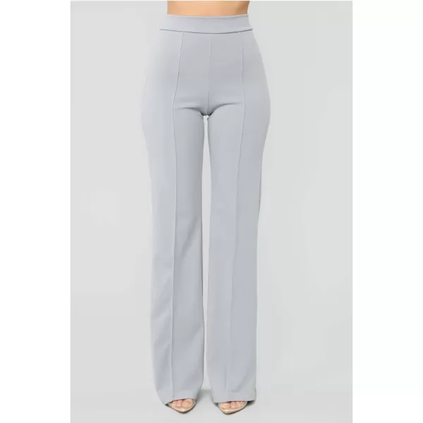 IyMoo Women Stretchy Wide Leg Pants Slacks Casual Back Zipper High Waisted Straight Dress Long Pants WorkGray