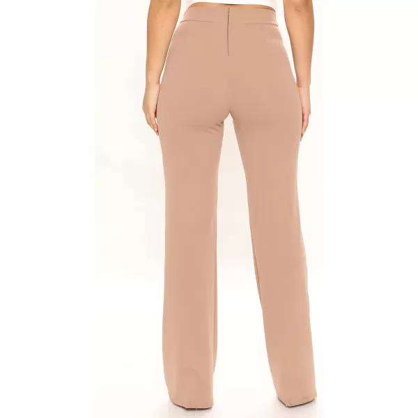 IyMoo Women Stretchy Wide Leg Pants Slacks Casual Back Zipper High Waisted Straight Dress Long Pants WorkKhaki