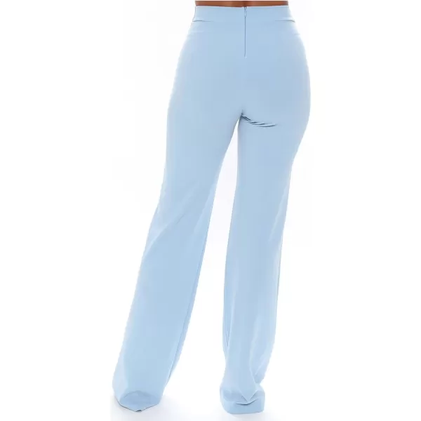 IyMoo Women Stretchy Wide Leg Pants Slacks Casual Back Zipper High Waisted Straight Dress Long Pants WorkSky Blue