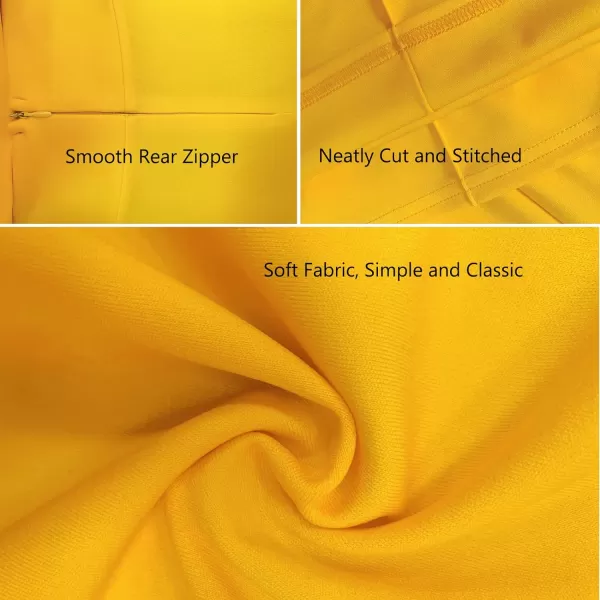 IyMoo Women Stretchy Wide Leg Pants Slacks Casual Back Zipper High Waisted Straight Dress Long Pants WorkYellow