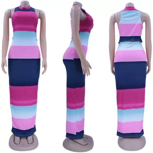 IyMoo Womens Neck Hollow Out Print Party Beach Evening Long Maxi Dress014 Rose Red