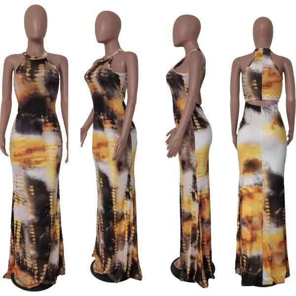 IyMoo Womens Neck Hollow Out Print Party Beach Evening Long Maxi DressDark Gray