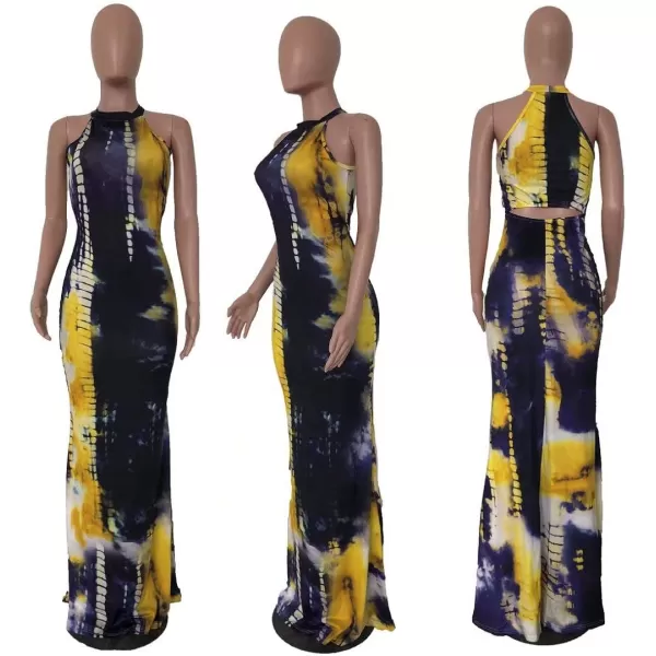 IyMoo Womens Neck Hollow Out Print Party Beach Evening Long Maxi DressWine Red