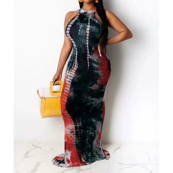 IyMoo Womens Neck Hollow Out Print Party Beach Evening Long Maxi DressWine Red