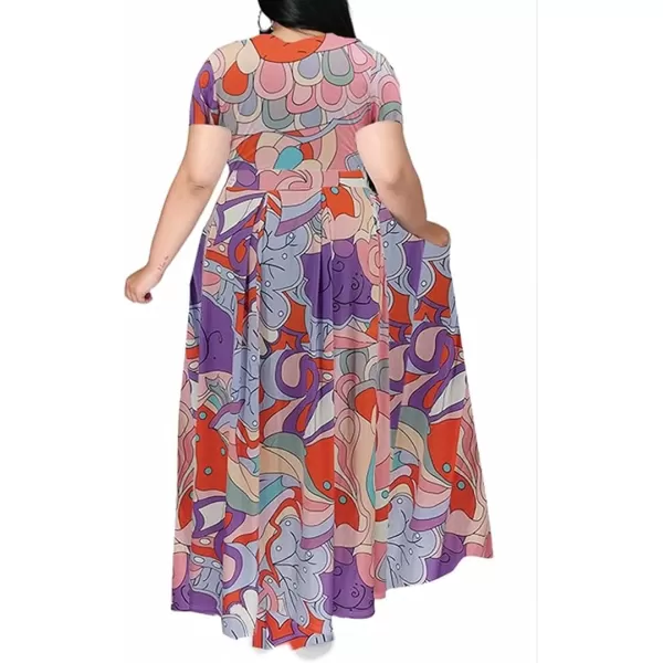 IyMoo Womens Plus Size 2 Piece Dress Outfits Short Sleeve Bandage Wrap Empire Crop Tops and Skirt SetsMulticolored2