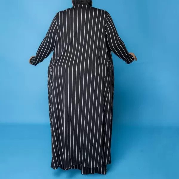 IyMoo Womens Plus Size Cardigan Tank Crop Top and Wide Leg Long Pants Jumpsuit Romper Set 3 Piece Sets OutfitStripe Black