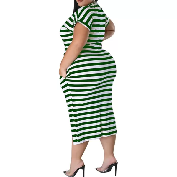 IyMoo Womens Plus Size Casual Cold Shoulder Cold Shoulder Short Sleeve Party Bodycon Sheath Ruched Dress with PocketsGreen