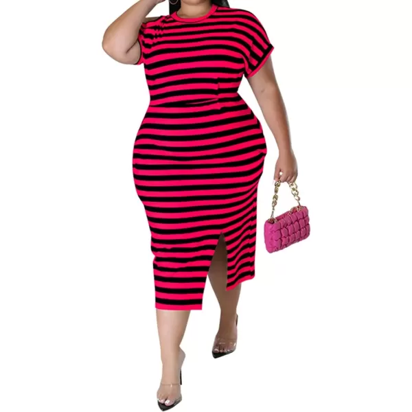 IyMoo Womens Plus Size Casual Cold Shoulder Cold Shoulder Short Sleeve Party Bodycon Sheath Ruched Dress with PocketsRose Red