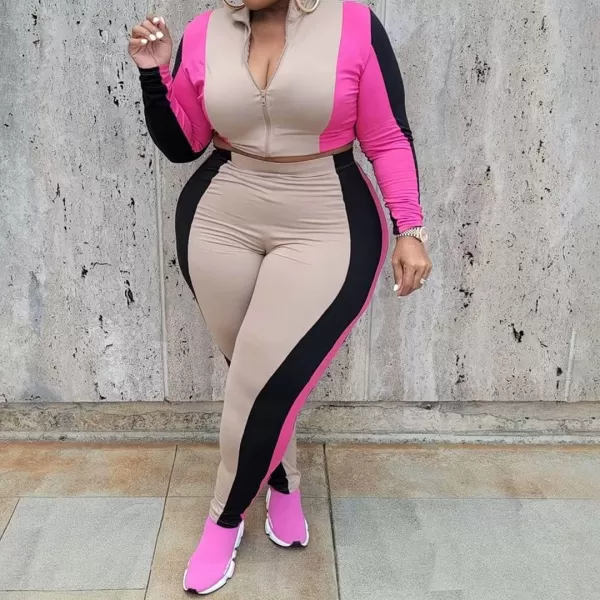 IyMoo Womens Plus Size Jogging Suits Tracksuits Two Piece Crop Tops Sweatshirt amp Long Pants Sweat Suits SetsKhaki