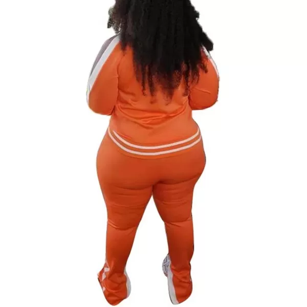 IyMoo Womens Plus Size Jogging Suits Tracksuits Two Piece Stripe Cold Shoulder Sweatshirt amp Long Pants Sweat Suits SetsOrange