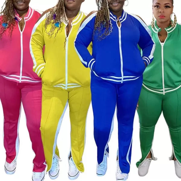 IyMoo Womens Plus Size Jogging Suits Tracksuits Two Piece Stripe Cold Shoulder Sweatshirt amp Long Pants Sweat Suits SetsYellow