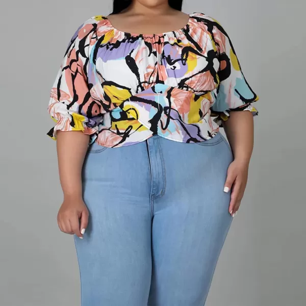IyMoo Womens Plus Size Off Shoulder Tops Casual Loose Shirt Half Sleeve Irregular Tunics BlouseIyMoo Womens Plus Size Off Shoulder Tops Casual Loose Shirt Half Sleeve Irregular Tunics Blouse