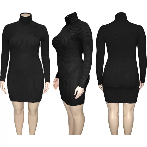 IyMoo Womens Plus Size Sexy Stretchable Long Sleeve Hollow Out Crisscross Sweater Knit Slim Fit Midi Dress110 Black