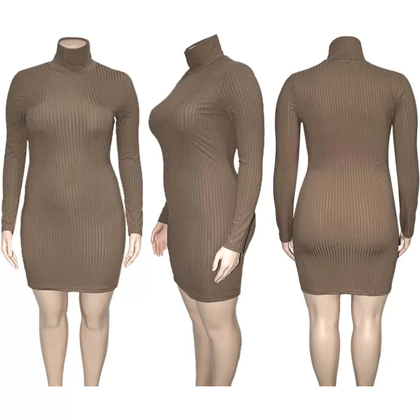IyMoo Womens Plus Size Sexy Stretchable Long Sleeve Hollow Out Crisscross Sweater Knit Slim Fit Midi Dress110 Dark Khaki
