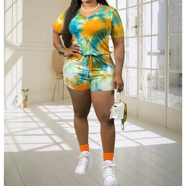 IyMoo Womens Plus Size Summer Solid Jumpsuit Casual Loose Short Sleeve Jumpsuit Rompers with Pockets Elastic Waist Playsuit033 Green
