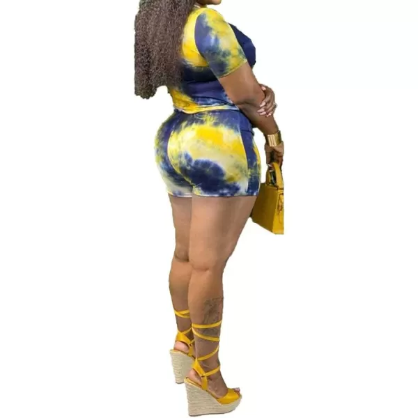 IyMoo Womens Plus Size Summer Solid Jumpsuit Casual Loose Short Sleeve Jumpsuit Rompers with Pockets Elastic Waist Playsuit033 Yellow