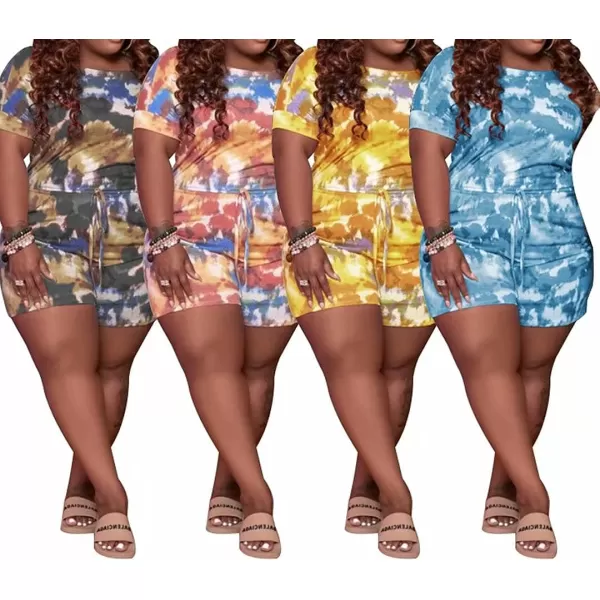 IyMoo Womens Plus Size Summer Solid Jumpsuit Casual Loose Short Sleeve Jumpsuit Rompers with Pockets Elastic Waist Playsuit212 Yellow
