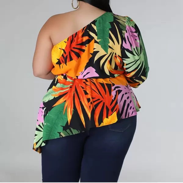 IyMoo Womens Plus Size Tops Hide Belly Tunic Summer One Shoulder Tshirt Casual Dressy Blouses for LeggingsBlack Yellow