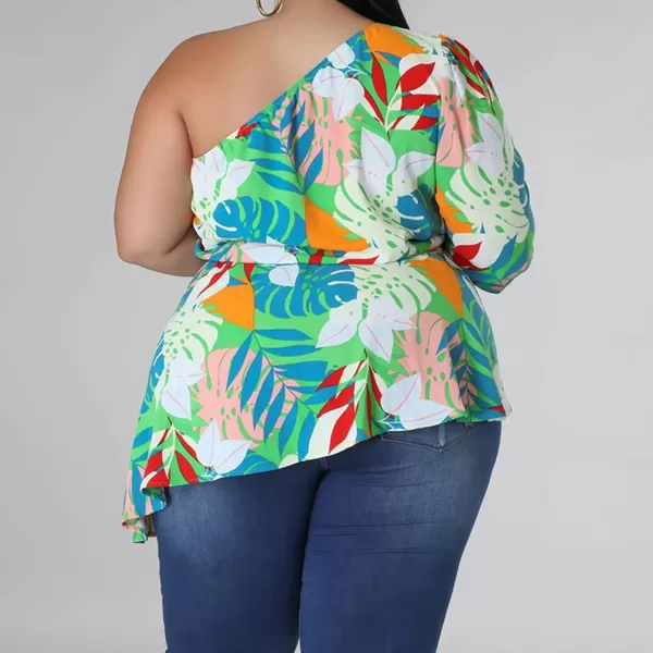 IyMoo Womens Plus Size Tops Hide Belly Tunic Summer One Shoulder Tshirt Casual Dressy Blouses for LeggingsGreen Cyan