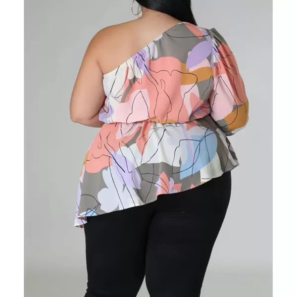 IyMoo Womens Plus Size Tops Hide Belly Tunic Summer One Shoulder Tshirt Casual Dressy Blouses for LeggingsPink